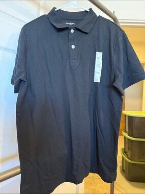 Goodfellow & Co Men's Dark Navy Polo with Two-Button Placket
